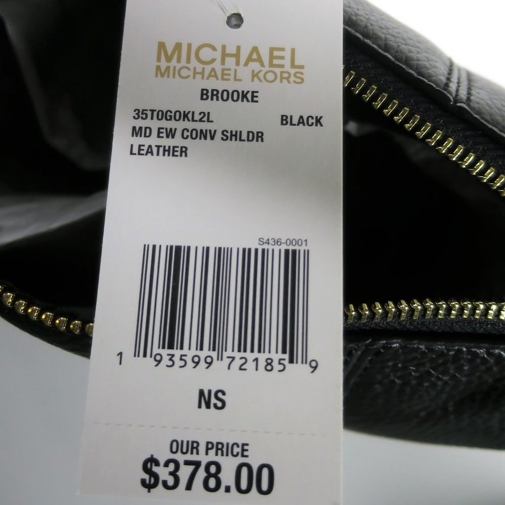 Michael Kors Brooke Medium Black Leather Shoulder Bag NWT - Picture 11 of 12